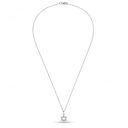 Star of David 0.12 Carat Diamond Necklace in 18K White Gold — view 3