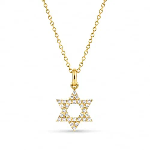 Star of David 0.12 Carat Diamond Necklace in 18K Yellow Gold