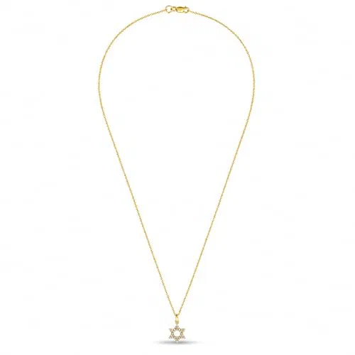 Star of David 0.12 Carat Diamond Necklace in 18K Yellow Gold — view 3