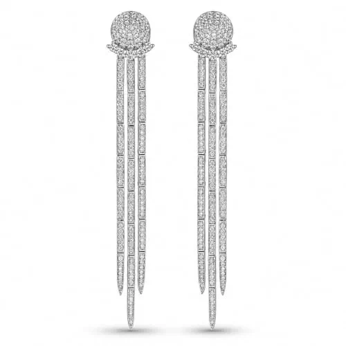 Tempest 2.51 Carat Diamond Dangle Earrings in 18K White Gold