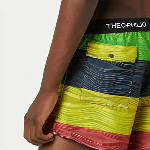 Theophilio, Men's Rasta Printed Swim Trunks, S — view 3
