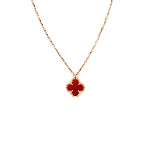 Van Cleef & Arpels, Pre-Loved Sweet Alhambra Pendant Necklace 18K Rose Gold and Carnelian