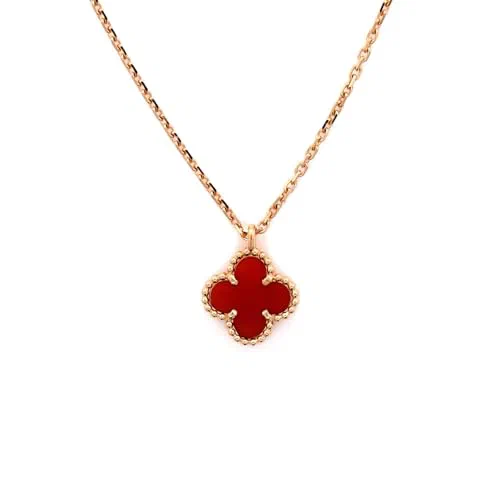 Van Cleef & Arpels, Pre-Loved Sweet Alhambra Pendant Necklace 18K Rose Gold and Carnelian — view 3