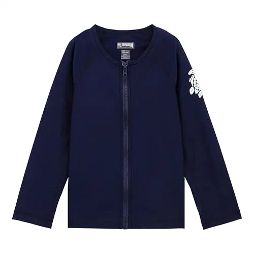 Vilebrequin, Kids Zipper Long Sleeves Rashguard Solid, navy, 10ANS