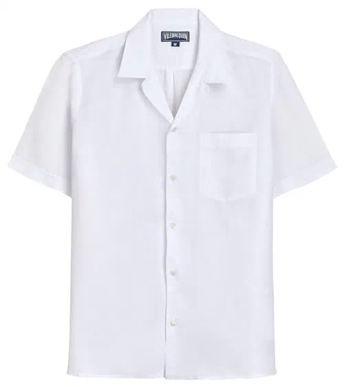 Vilebrequin Men Bowling Shirt Linen Solid, XXL