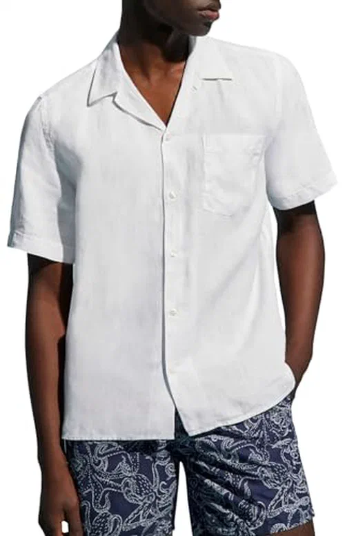 Vilebrequin Men Bowling Shirt Linen Solid, XXL — view 2