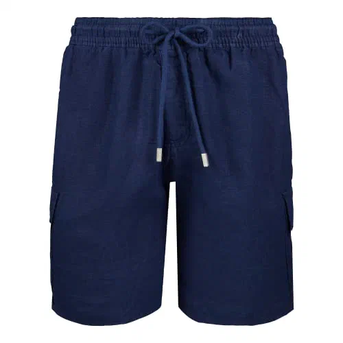 Vilebrequin Men Linen Bermuda Shorts Cargo Pockets, S