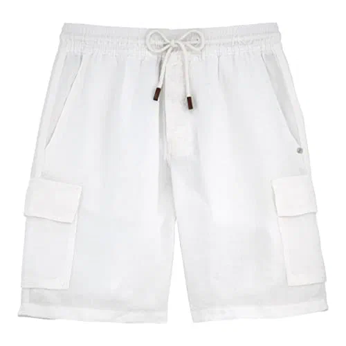Vilebrequin Men Linen Bermuda Shorts Cargo Pockets, 6XL