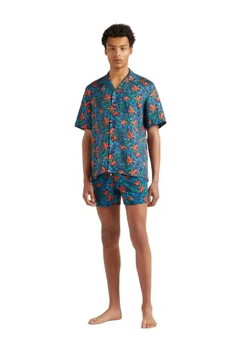 Vilebrequin, Men Linen Bowling Shirt Tropical Flowers, M — view 2