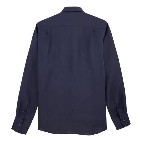 Vilebrequin Men Linen Shirt Solid Navy, XXL — view 3