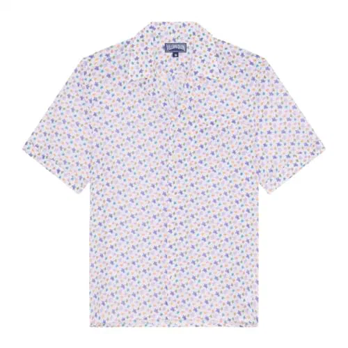 Vilebrequin, Men Organic Cotton Bowling Shirt Micro Ronde des Tortues, XL