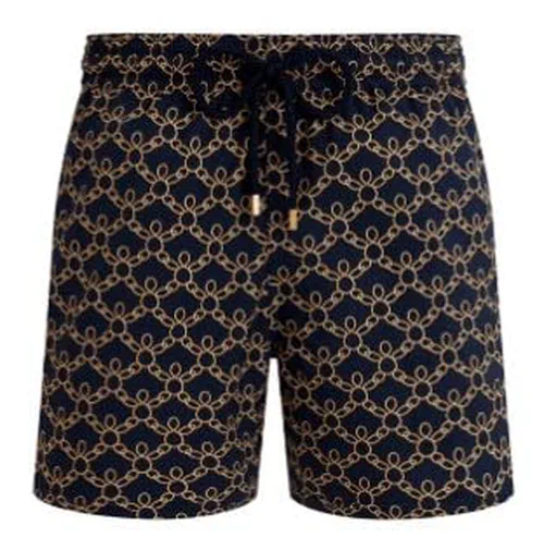 Vilebrequin, Men Stretch Short Swim Shorts Turtles Chains, XXL