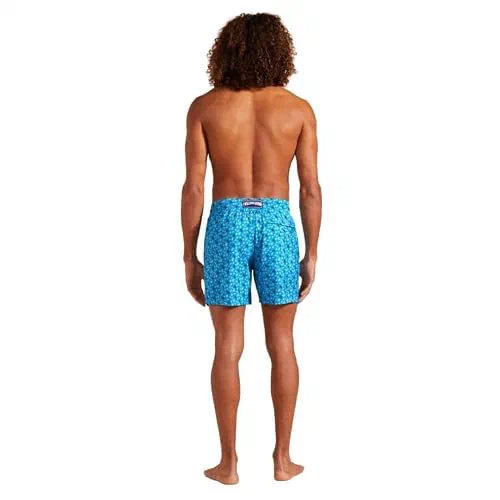 Vilebrequin Men Swim Shorts Ultra-Light and Packable Micro Ronde Des Tortues Rainbow, Hawaii Blue, M — view 3