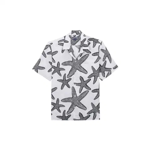 Vilebrequin, Men's Linen Bowling Shirt Starlettes, L