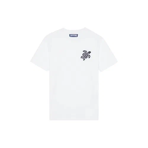 Vilebrequin, Organic Cotton T-shirt Big Turtle Embroidery, white, L