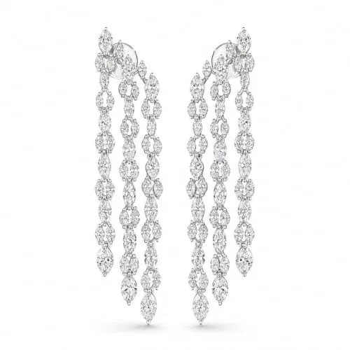 Whisper Vine 9.94 Carat Diamond Dangle Earrings in 18K White Gold