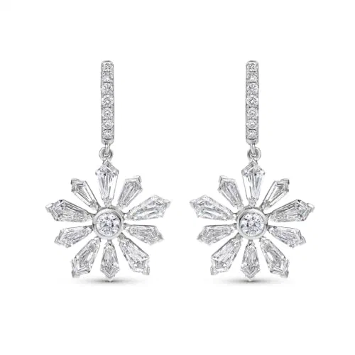 Winter Petal 4.71 Carat Kite Diamond Drop Earrings in 18K White Gold